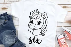 Six Birthday Unicorn SVG - 6th Birthday Unicorn Shirt PNG Product Image 1