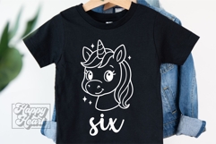 Six Birthday Unicorn SVG - 6th Birthday Unicorn Shirt PNG Product Image 4