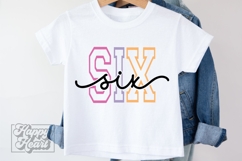 Six Birthday Girl SVG - 6th Birthday Girl Varsity Font PNG Product Image 3