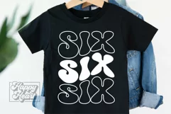 Six SVG - 6th Birthday Retro - Sixth Birthday Shirt PNG Product Image 1