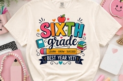 Sixth Grade Teacher Colorful School PNG Product Image 2