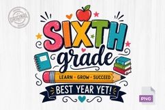 Sixth Grade Teacher Colorful School PNG Product Image 1