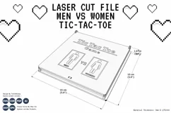 MEN vs WOMEN tic tac toe game, SVG, laser cut, Glowforge Product Image 5