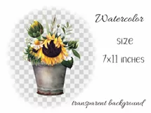 Watercolor sunflower clipart. Floral Sublimation PNG Product Image 2