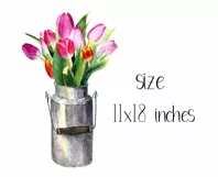 Watercolor tulips clipart.Spring flowers.Sublimation designs Product Image 2