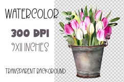 Watercolor tulips clipart.Spring flowers.Sublimation designs Product Image 2