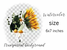 Watercolor sunflower bouquet clipart. Sublimation PNG Product Image 3