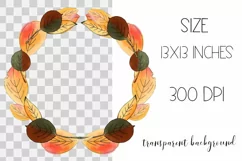Autumn leaves wreath clipart. Sublimation PNG Product Image 2