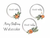 Christmas wreaths clipart with orange slices.Sublimation PNG Product Image 2