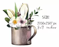 Watercolor flower clipart. Spring flowers.Sublimation design Product Image 3