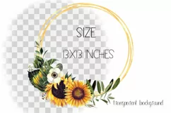 Watercolor sunflower wreath clipart. Sublimation PNG Product Image 2