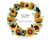Watercolor sunflower wreath clipart. Sublimation PNG Product Image 2