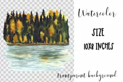 Watercolor autumn landscape clipart. Fall Sublimation PNG Product Image 3