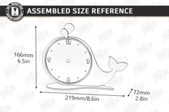 Kids Table Clock Laser Cut | Whale Shaped Clock | Kids Laser Product Image 2