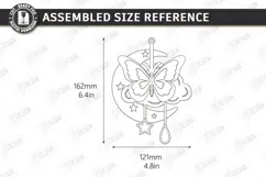 3D Leather Bag Charm Laser Cut | Butterfly and Moon Ketchain Product Image 2