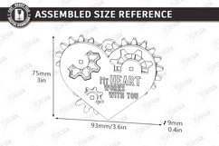 Mechanical Heart Keychain Laser Cut | Moving Gear Heart SVG Product Image 3