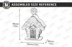 3D Christmas House Ornament Laser Cut | Christmas Village Product Image 3