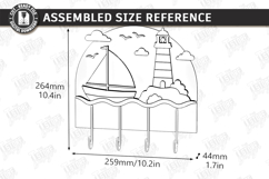 Wooden Coastal Wall Hooks Rack Laser Cut | 3D Layered Ocean Product Image 15