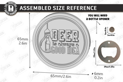 Round Wooden Beer Bottle Opener Laser Cut - Magnet Coasters Product Image 3