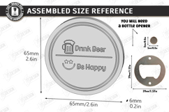 Round Wooden Beer Bottle Opener Laser Cut Bundle | Coasters Product Image 20