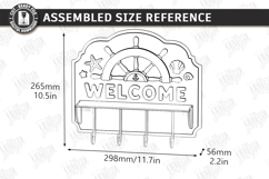 Wooden Coastal Wall Hooks Rack Laser Cut | 3D Layered Ocean Product Image 17