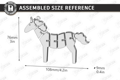 Flexible Animals Keychain Laser Cut | Wooden Unicorn | CNC Product Image 2