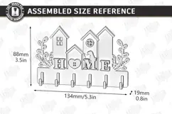 3D Wooden Wall Key Holder Hanger Laser Cut | Home Decor SVG Product Image 3