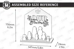 Family Wooden Stand with Figures Laser Cut | 3D Family Tree Product Image 2