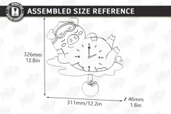 Wooden Pig Pendulum Wall Clock Laser Cut | Kids Laser | CNC Product Image 2