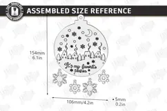 3D Wooden and Acrylic Christmas Tree Ornament Laser Cut |CNC Product Image 2