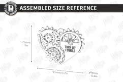 Mechanical Heart Keychain Laser Cut | Moving Gear Heart SVG Product Image 2