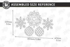 Wooden 3D Christmas Ornament Laser Cut | 3D Pendant Decor Product Image 2