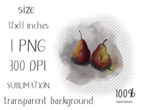 Pears sublimation design. Pear PNG. Fruit clipart. Painting Product Image 2