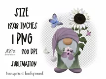 Summer Gnome Sublimation design PNG|Gnome clipart Product Image 2