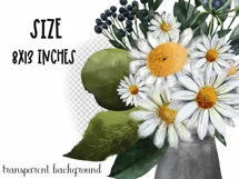 Daisies clipart|Sublimation design|Flower bouquet PNG Product Image 2