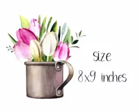 Watercolor tulips clipart.Spring flowers.Sublimation designs Product Image 2
