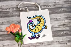 Skateboarding Diplodocus Dinosaur PNG Cartoon Sticker Design Product Image 4