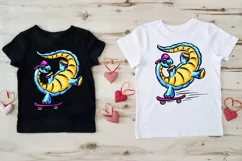 Skateboarding Diplodocus Dinosaur PNG Cartoon Sticker Design Product Image 3