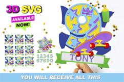 Skater Numbers Cake Topper 3D SVG Product Image 1