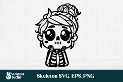 Messy bun skeleton SVG bundle | Skull mom life SVG Product Image 6