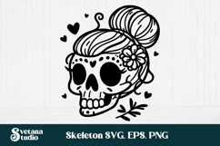 Messy bun skeleton SVG bundle | Skull mom life SVG Product Image 7