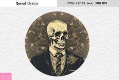 Vintage Skeleton|Halloween Card|Spooky Round Design Product Image 1