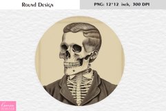 Vintage Skeleton|Halloween Card|Spooky Round Design Product Image 1