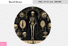Vintage Skeleton|Halloween Card|Spooky Round Design Product Image 1
