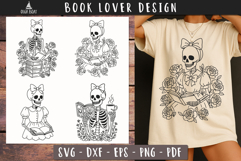 Skeleton Book Lover Floral Coquette Design