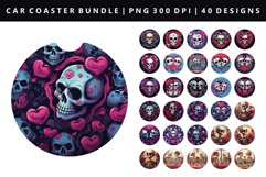 Skull Keychain And Car Coaster Sublimation Bundle Product Image 1