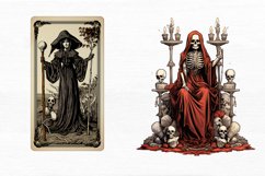 Skeleton Witch Tarot Card Watercolor Sublimation clipart Product Image 3