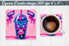 Square Coaster | Skeleton | Dead inside But caffeinated Product Image 1