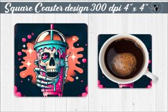 Square Coaster | Skeleton | Death Before decaf Product Image 1