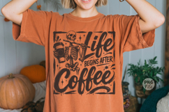 Skeleton Coffee Halloween PNG,Coffee Lover T-Shirt Design Product Image 1